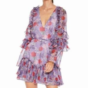 La maison Talulah lavender floral pleated mini dress